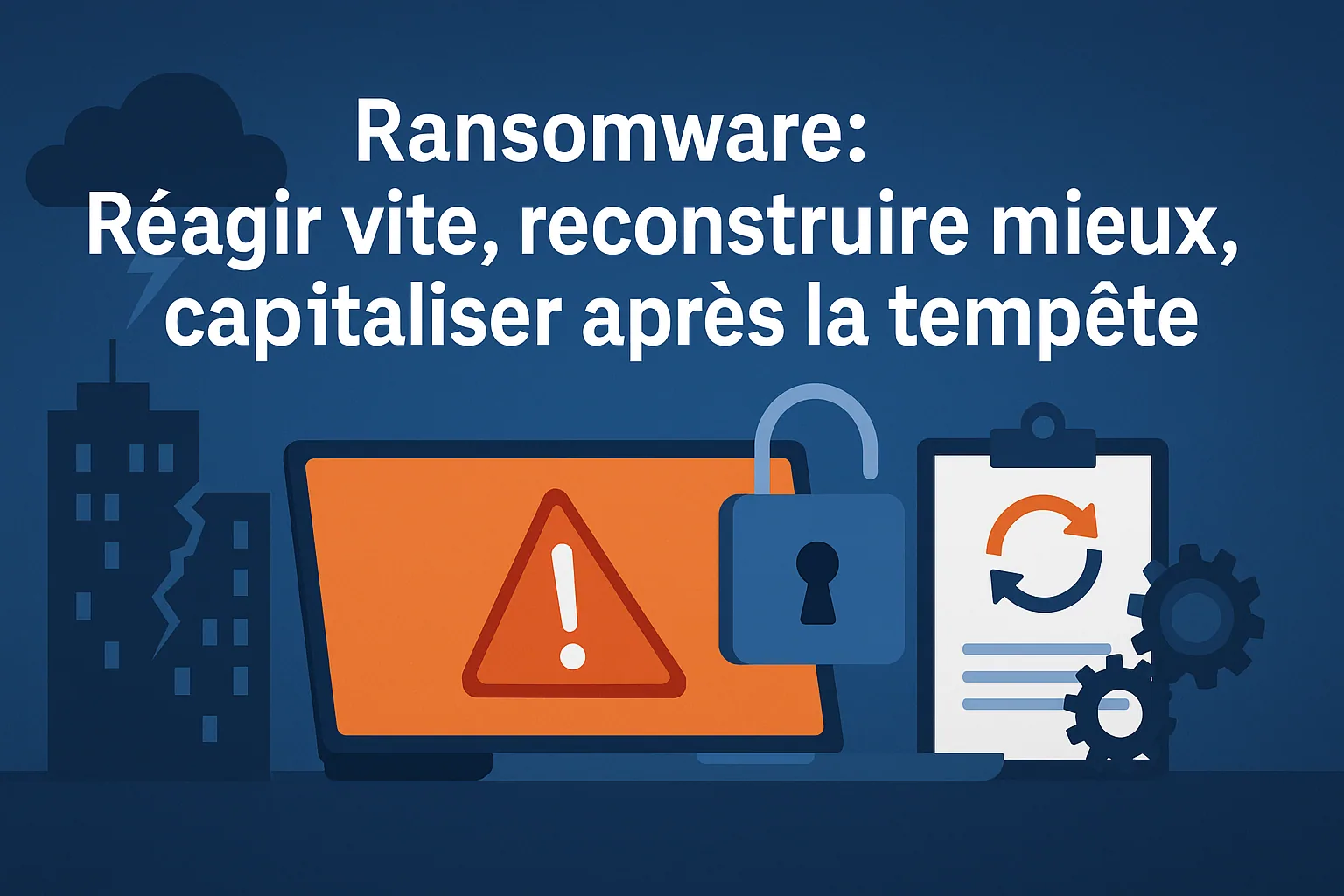 Visuel de titre « Ransomware : réagir vite, reconstruire mieux, capitaliser après la tempête ».
