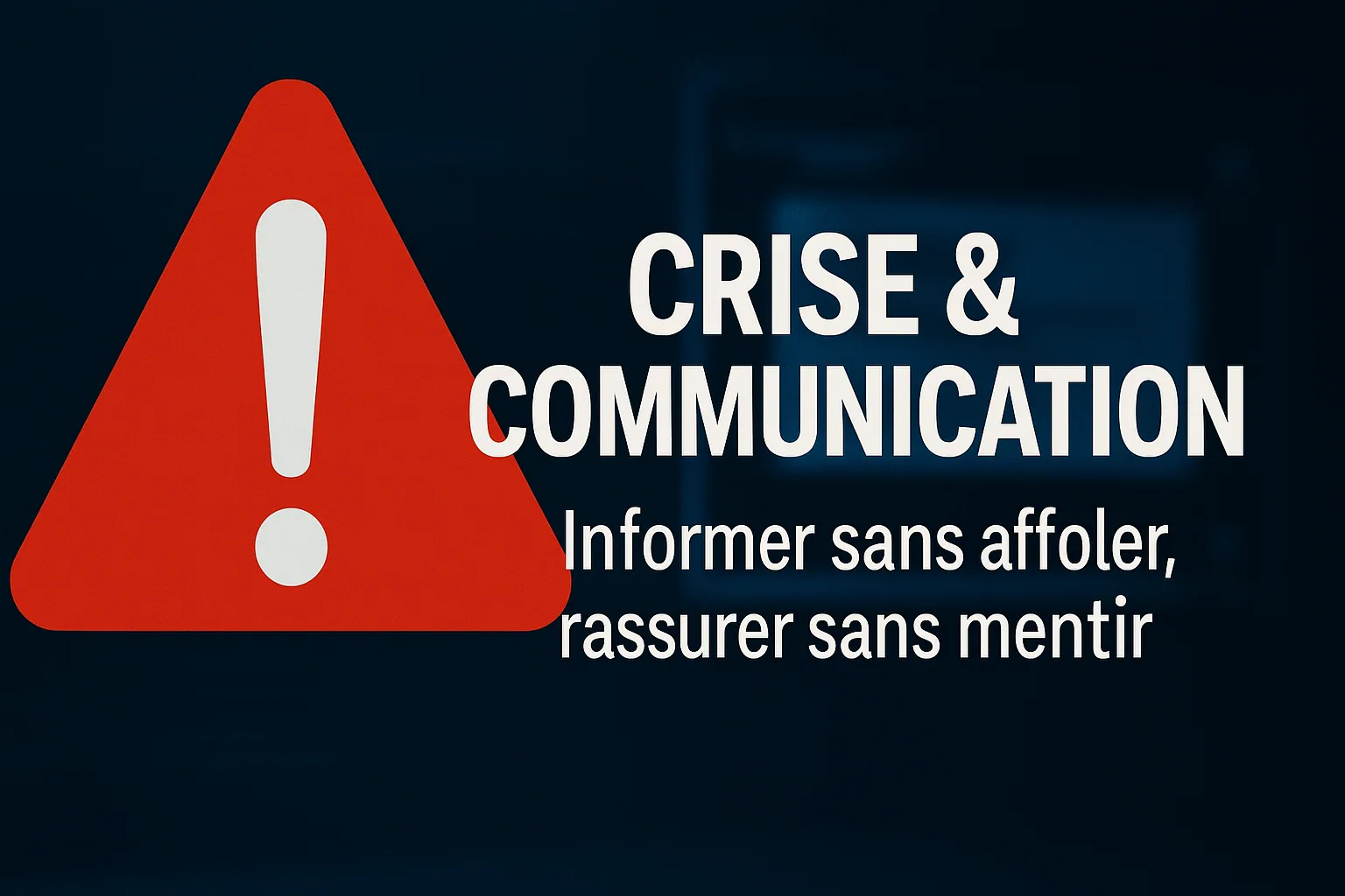 Visuel de titre « Crise & communication : informer sans affoler, rassurer sans mentir ».