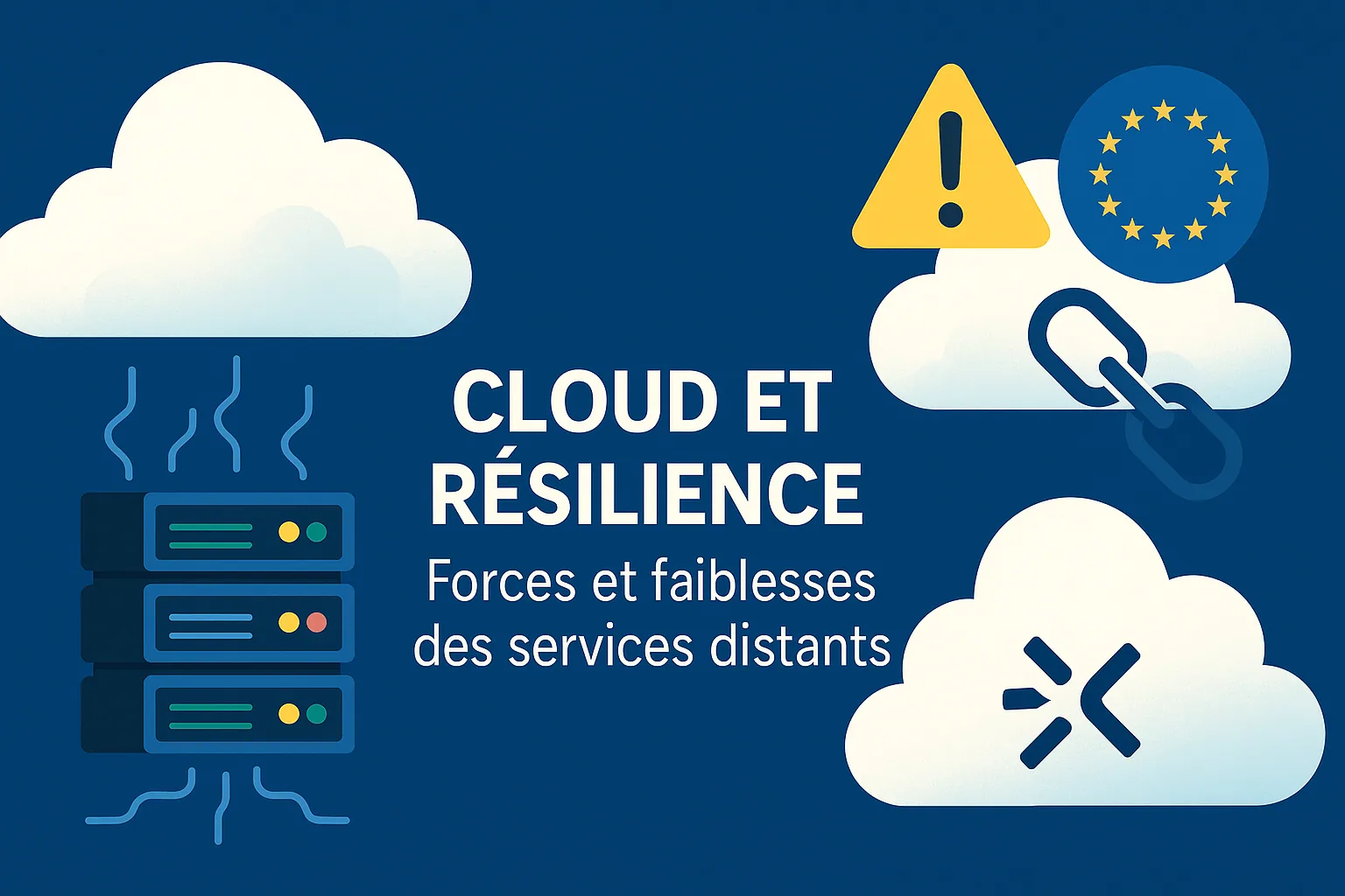 Visuel de titre « Cloud et résilience : forces et faiblesses des services distants ».